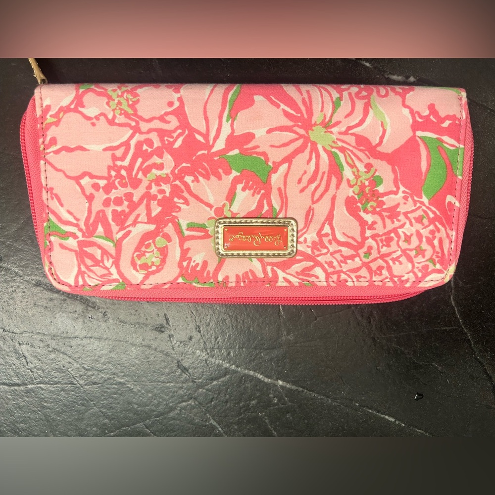 Lilly Pulitzer Pink and Green Floral Travel Wallet